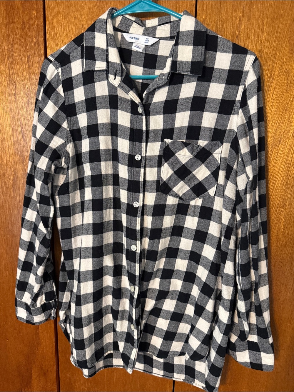 Old Navy Black & White Buffalo Plaid Button-Down Shirt